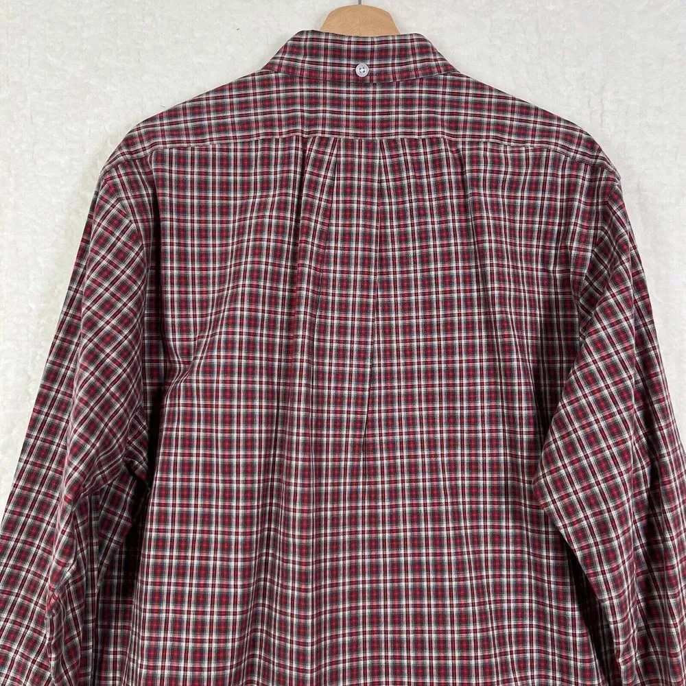 Ralph Lauren Men's Custom Fit Red Long Sleeve Button‎ Down Plaid Shirt Size XL